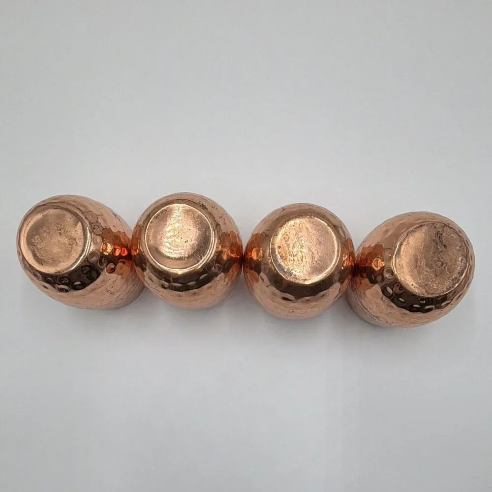 Hammered Copper Stainless Steel Lined Cocktail Tumblers Set of 4, Round